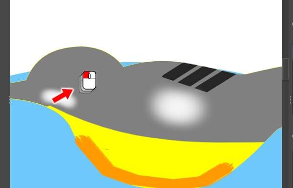 6. 白色の部分から斜め後方へドラッグ