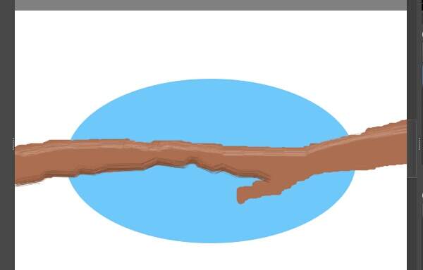 5. 飛び出た小さな枝の前まで塗られる