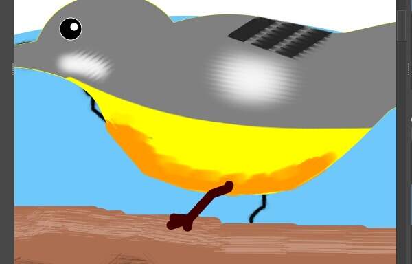 3. 下描きに沿って暗い赤色の線で脚を描く